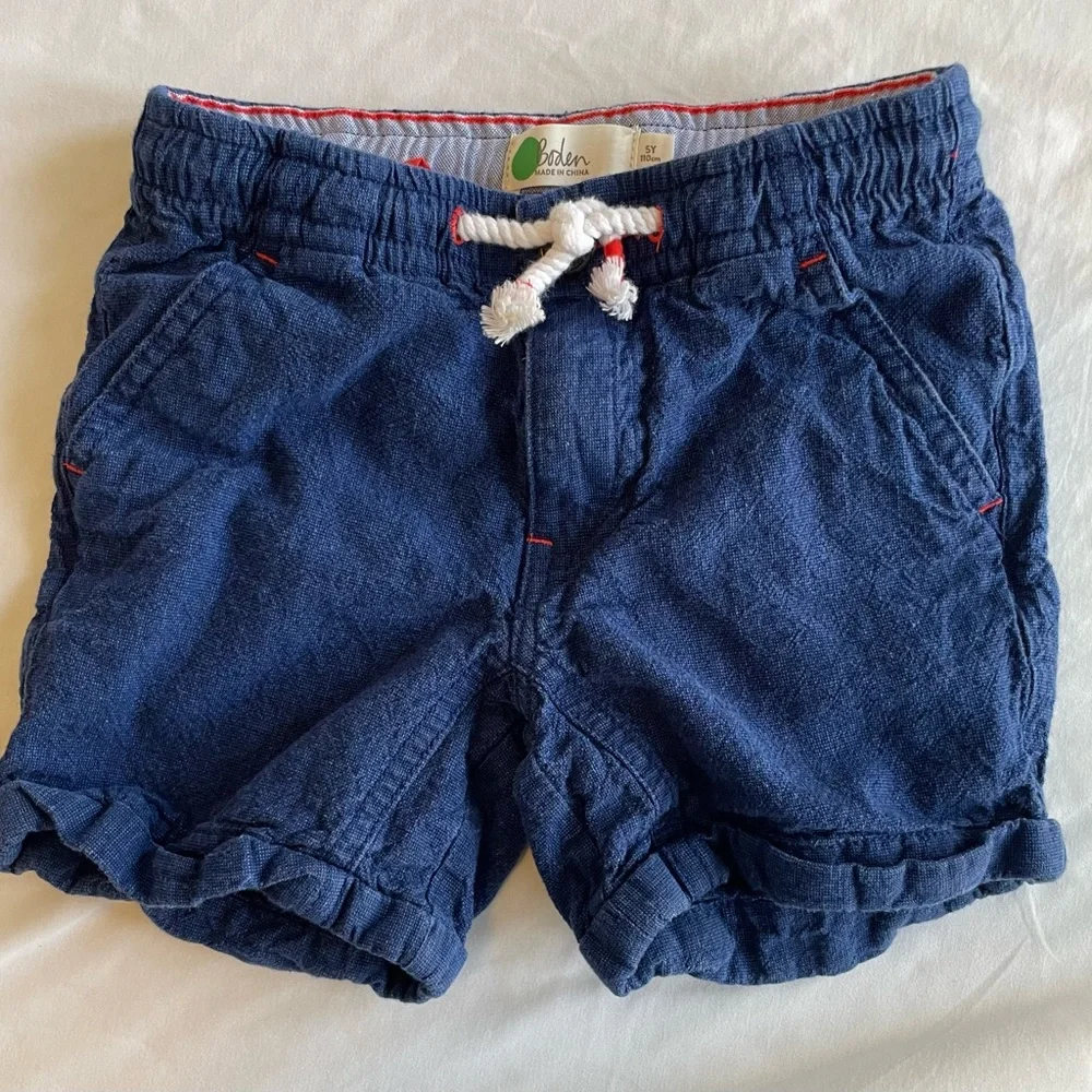 Mini Boden Navy Blue Drawstring Cotton Shorts - Picture 1 of 1